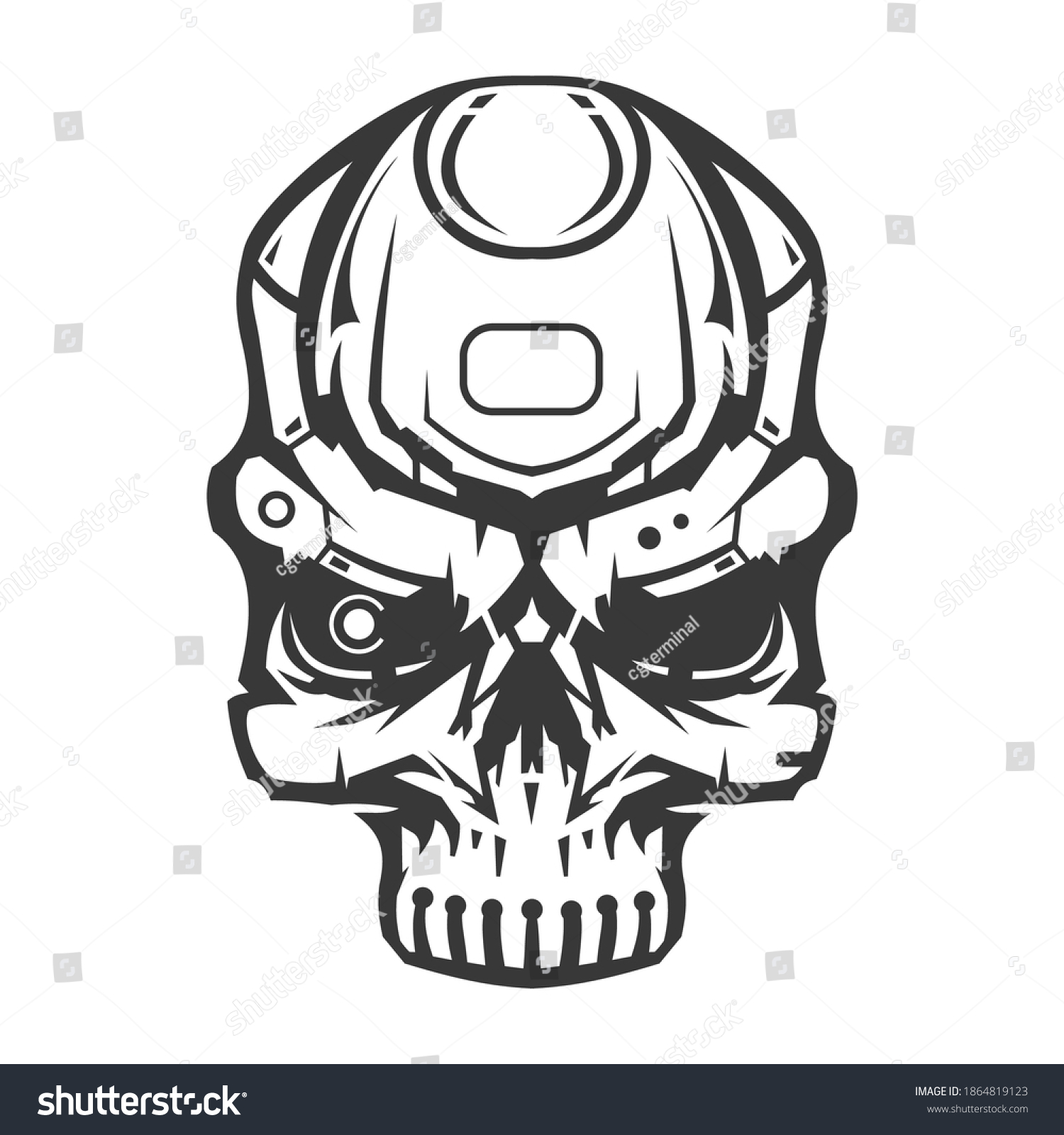 Skull Head Robot Creative Character Design Stock Vector (Royalty Free ...