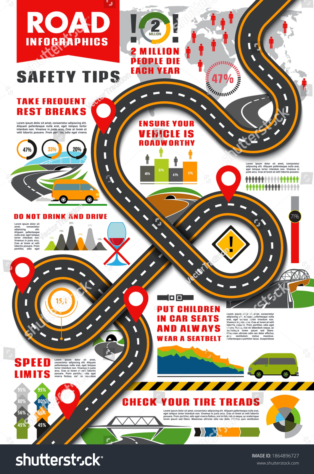 Road Transport Infographics Vector Template Traffic Stock Vector ...