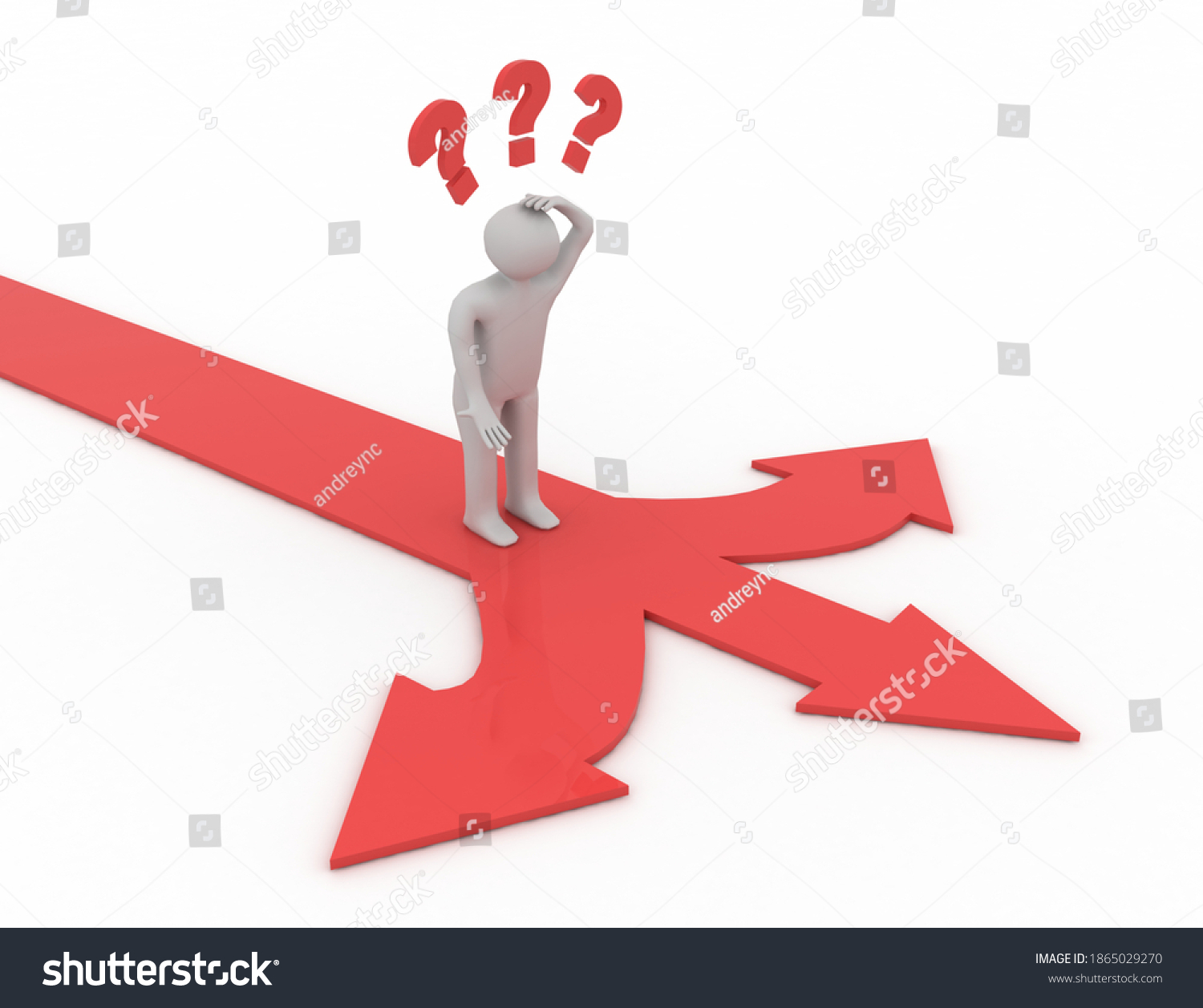 Man Thinking Confusing Three Red Arrows Stock Illustration 1865029270 Shutterstock 8532