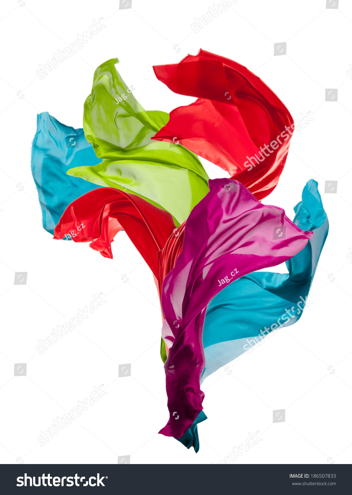 Isolated Shot Freeze Motion Colored Silk Stock Photo 186507833