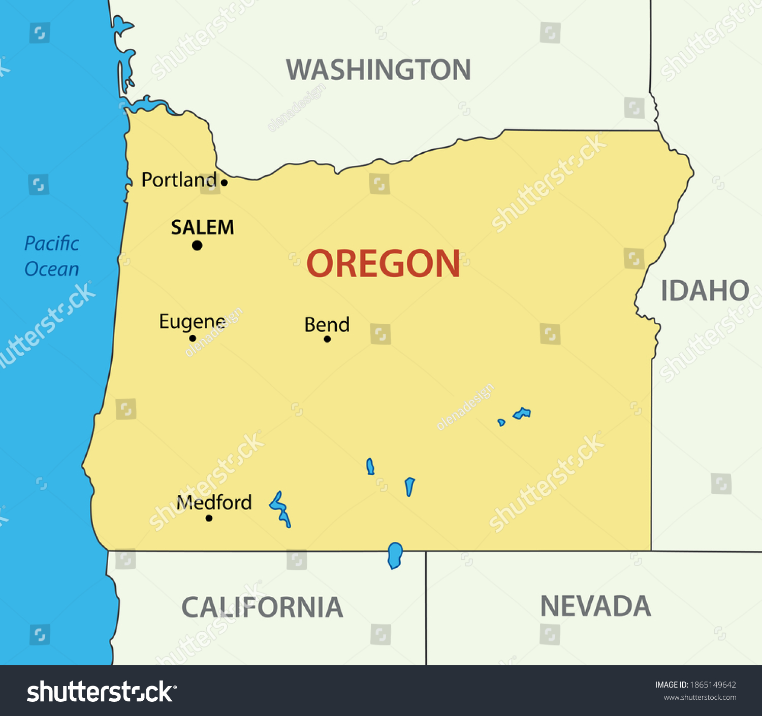 Oregon Map Usa State Stock Illustration 1865149642 | Shutterstock