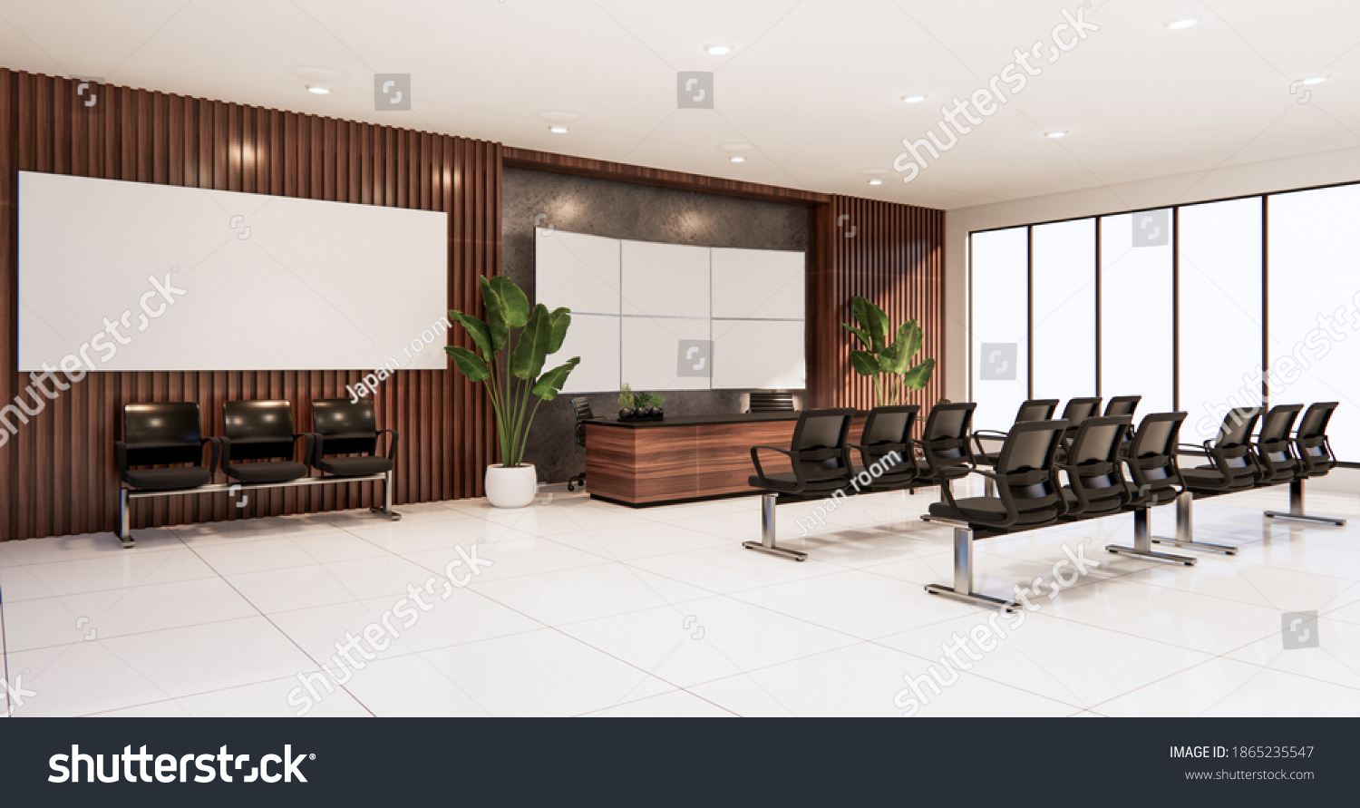 Waiting Room Interior On Office Design3d Stock Illustration 1865235547   Stock Photo Waiting Room Interior On Office Design D Rendering 1865235547 