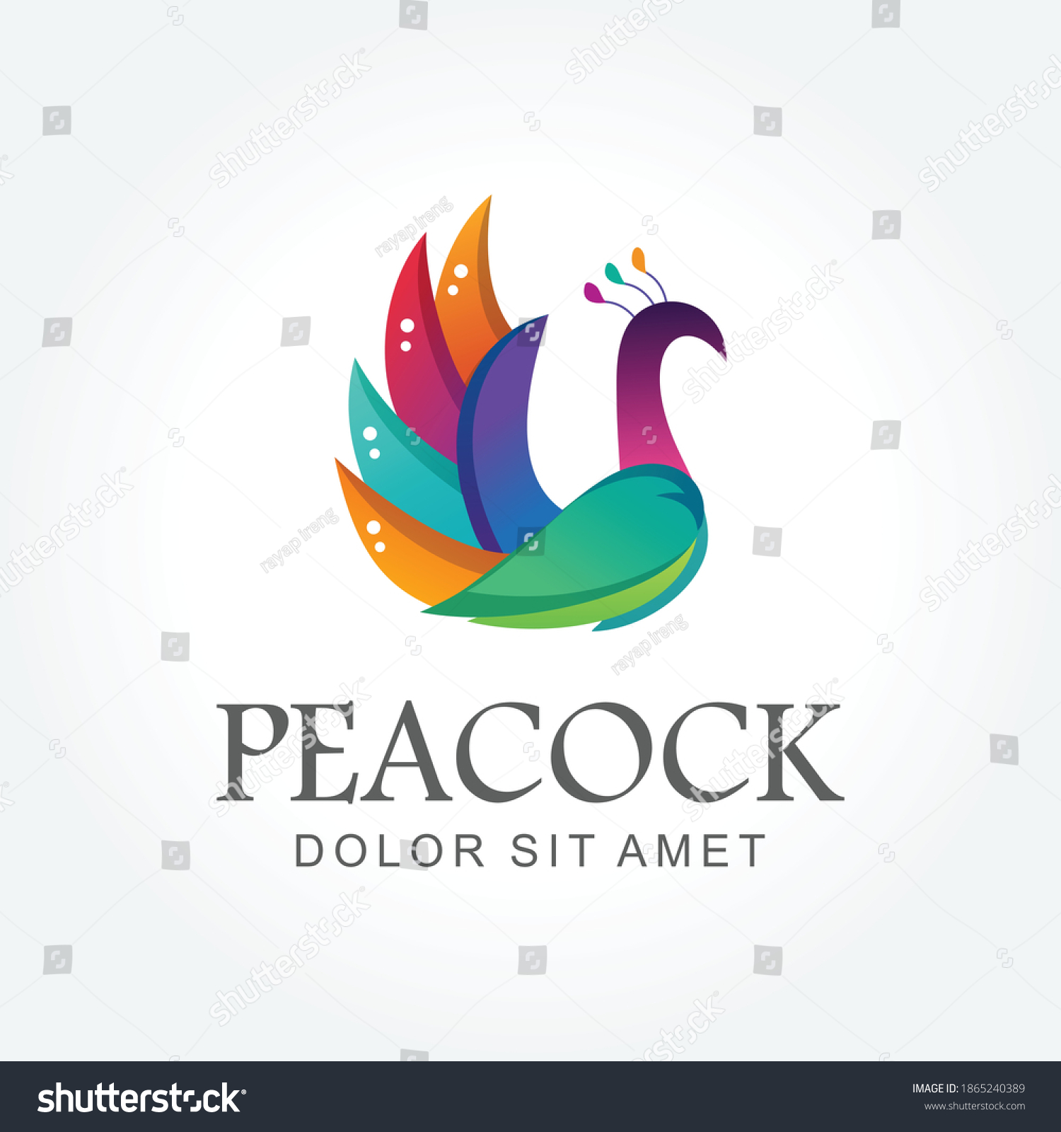 Awesome Colorful Gradient Peacock Logo Design Stock Vector Royalty