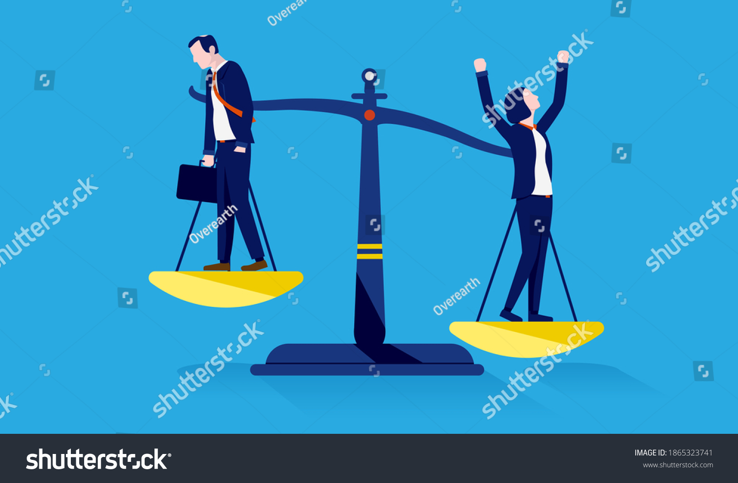 Woman Winning Over Man Male Female Stock Vector (Royalty Free ...