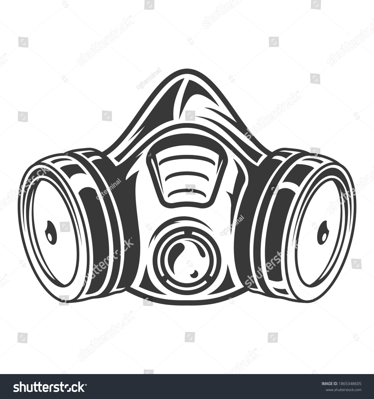 Gas Mask Respirator Monochrome Vintage Art Stock Vector (royalty Free 