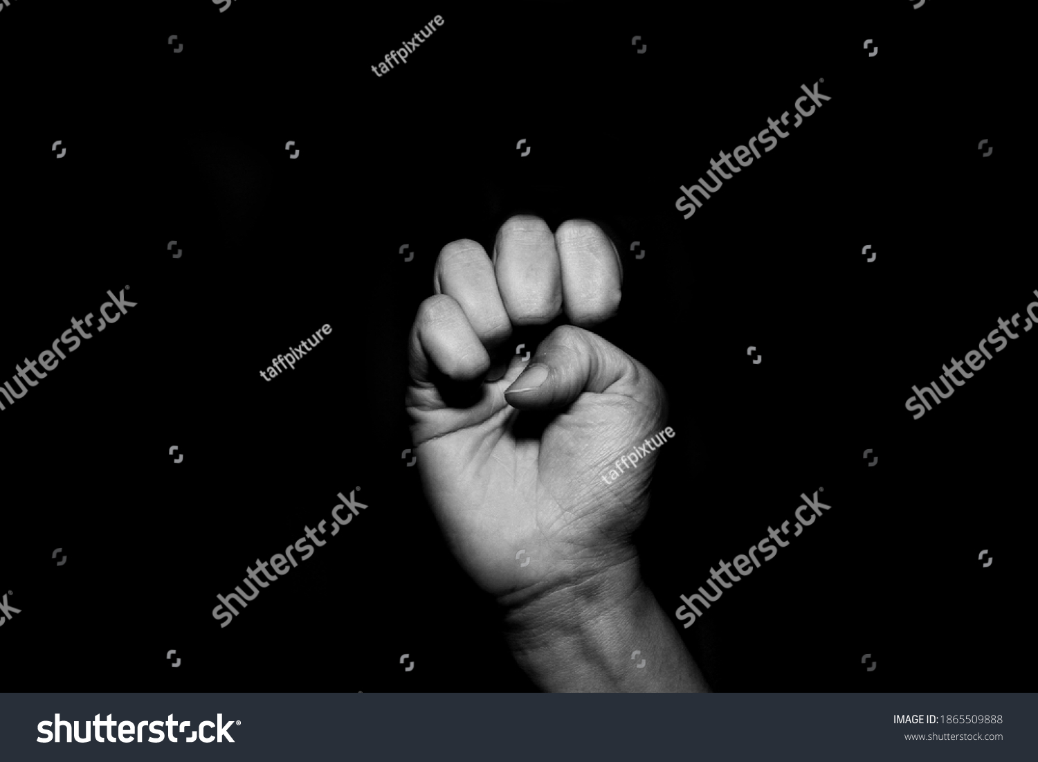 Sign Language Alphabet Against Black Background Stock Photo 1865509888