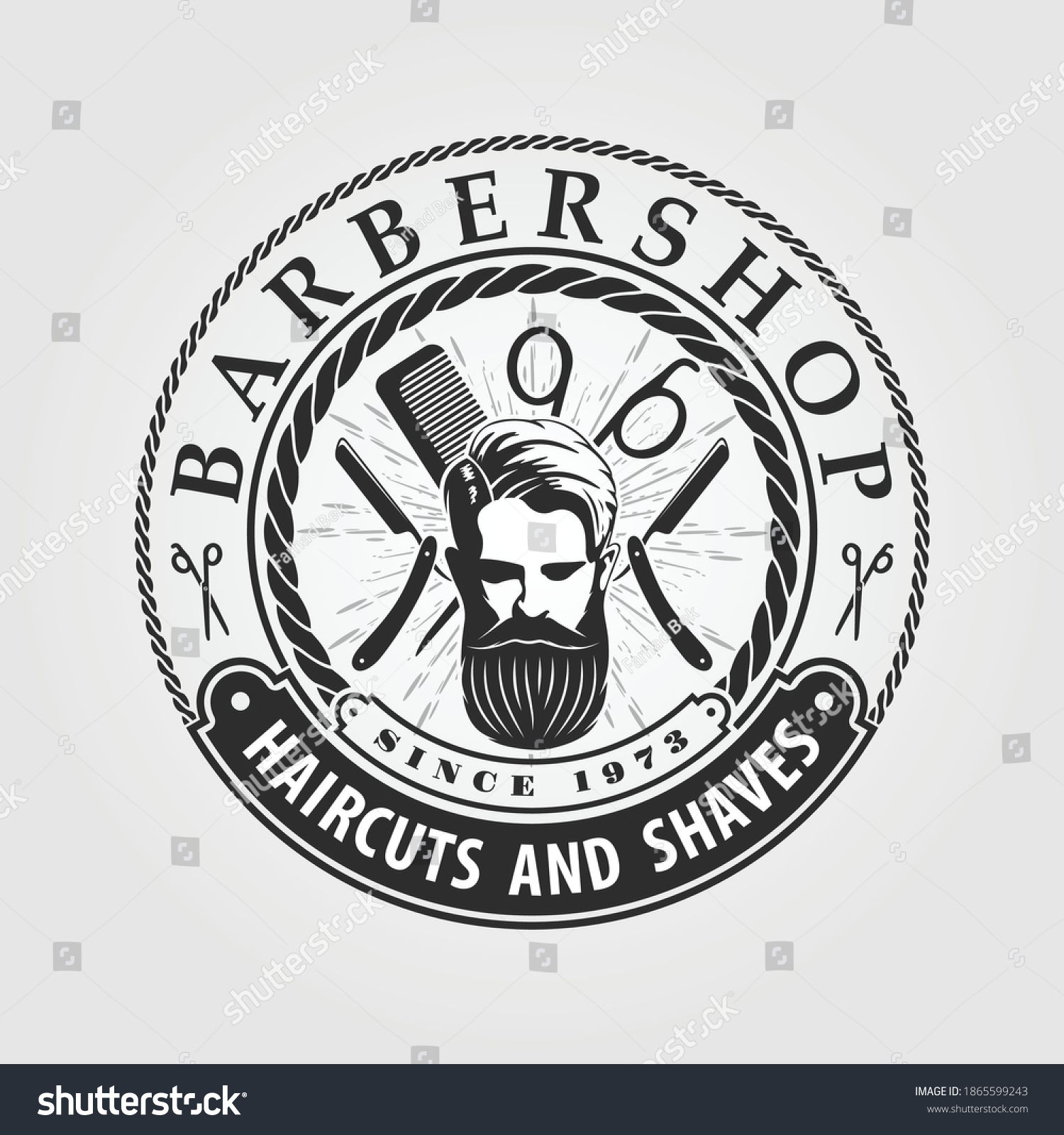 이발소 로고 포스터 수염난 남자들이 있는 스톡 벡터로열티 프리 1865599243 Shutterstock 0684