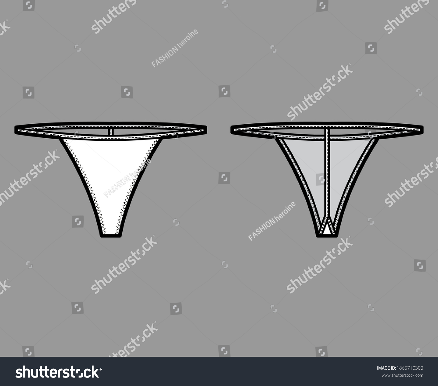 Tback String Technical Fashion Illustration Low Stock Vector (Royalty Free) 1865710300