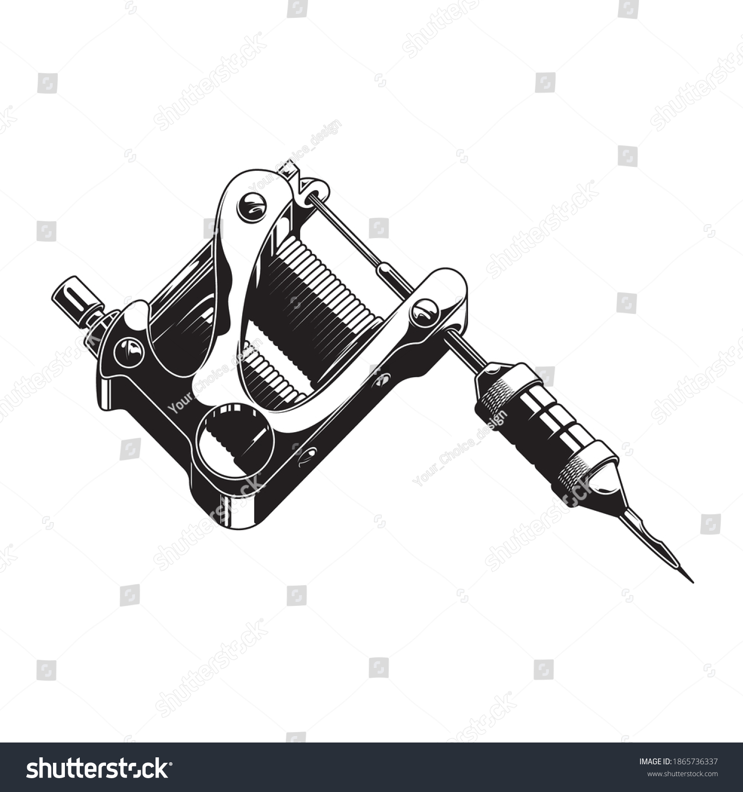 Vector Monochrome Tattoo Machine Illustration Template Stock Vector ...