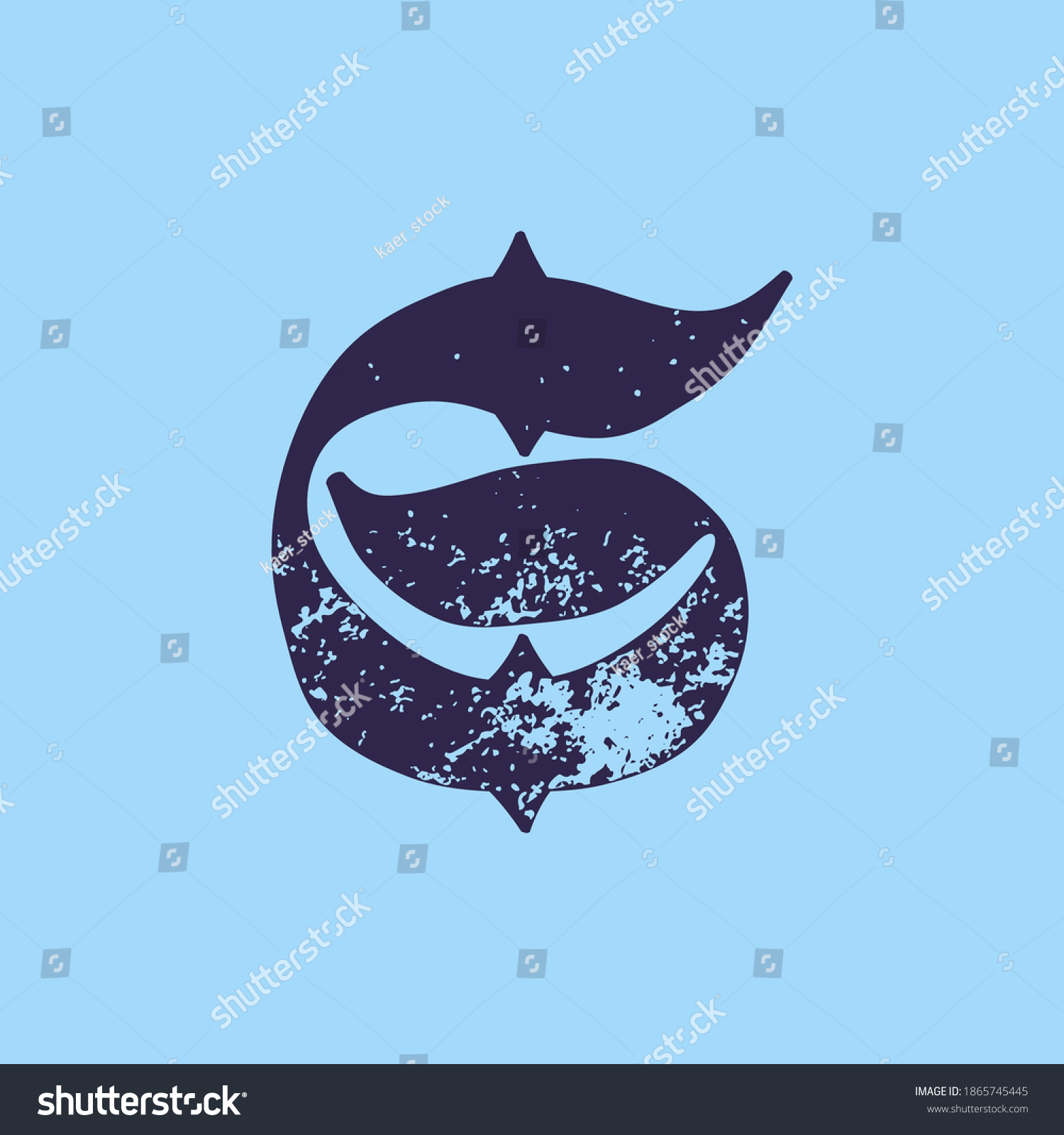 Number Six Calligraphy Logo Horror Style Stock Vector (Royalty Free