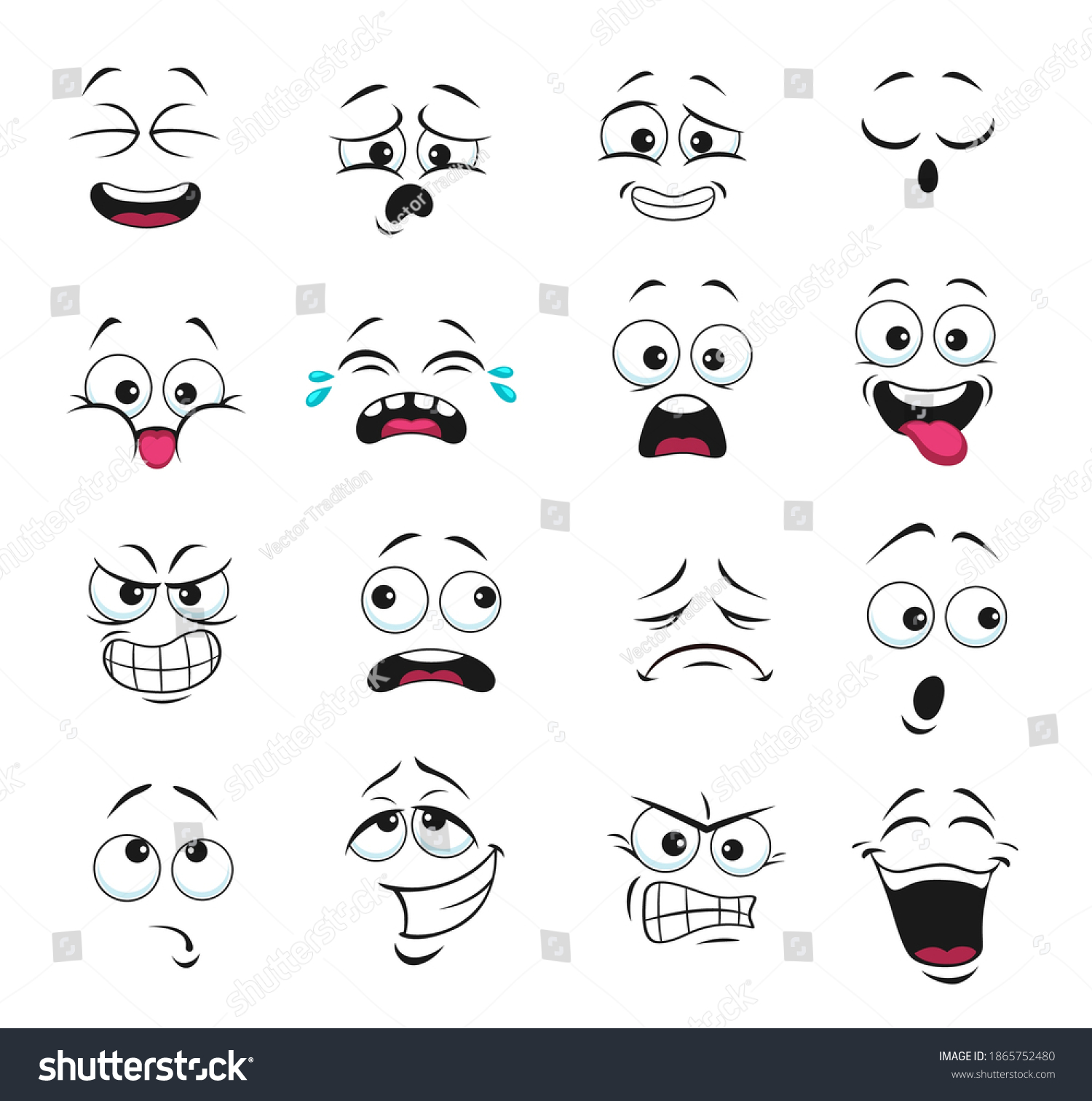 Face Expression Isolated Vector Icons Funny Stock Vector (Royalty Free ...