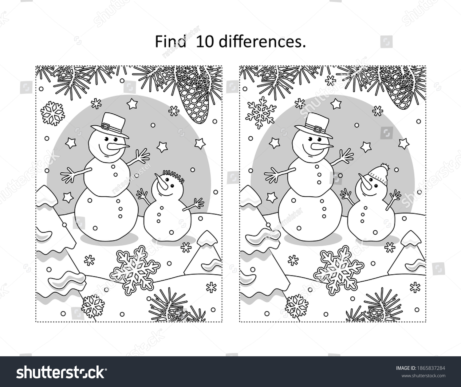 Find 10 Differences Visual Puzzle Coloring Stock Illustration ...