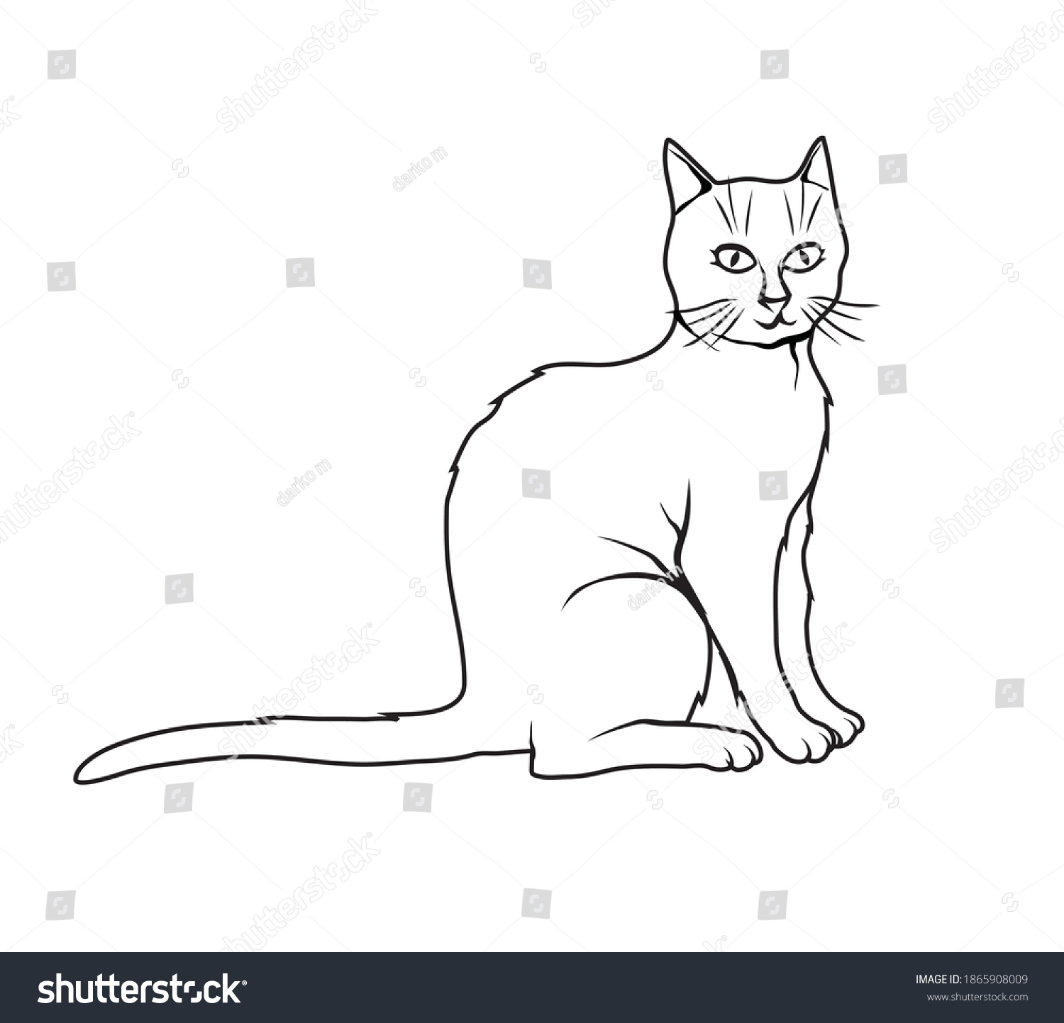 Sketch Style Vector Illustration Cat Stock Vector (Royalty Free ...