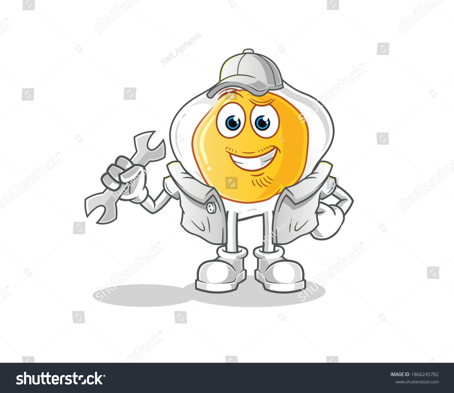 Fried Eggs Mechanic Cartoon Cartoon Mascot Stock Vector (Royalty Free ...