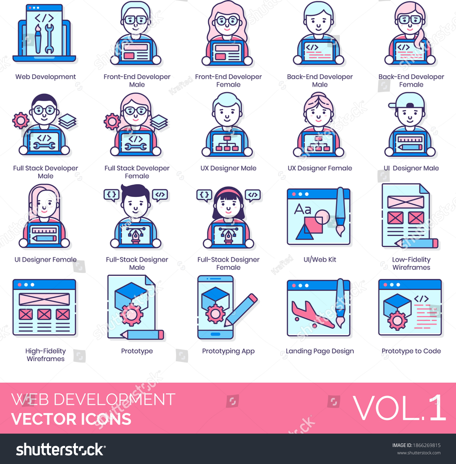 Web Development Icons Including Frontend Backend Stock Vector Royalty