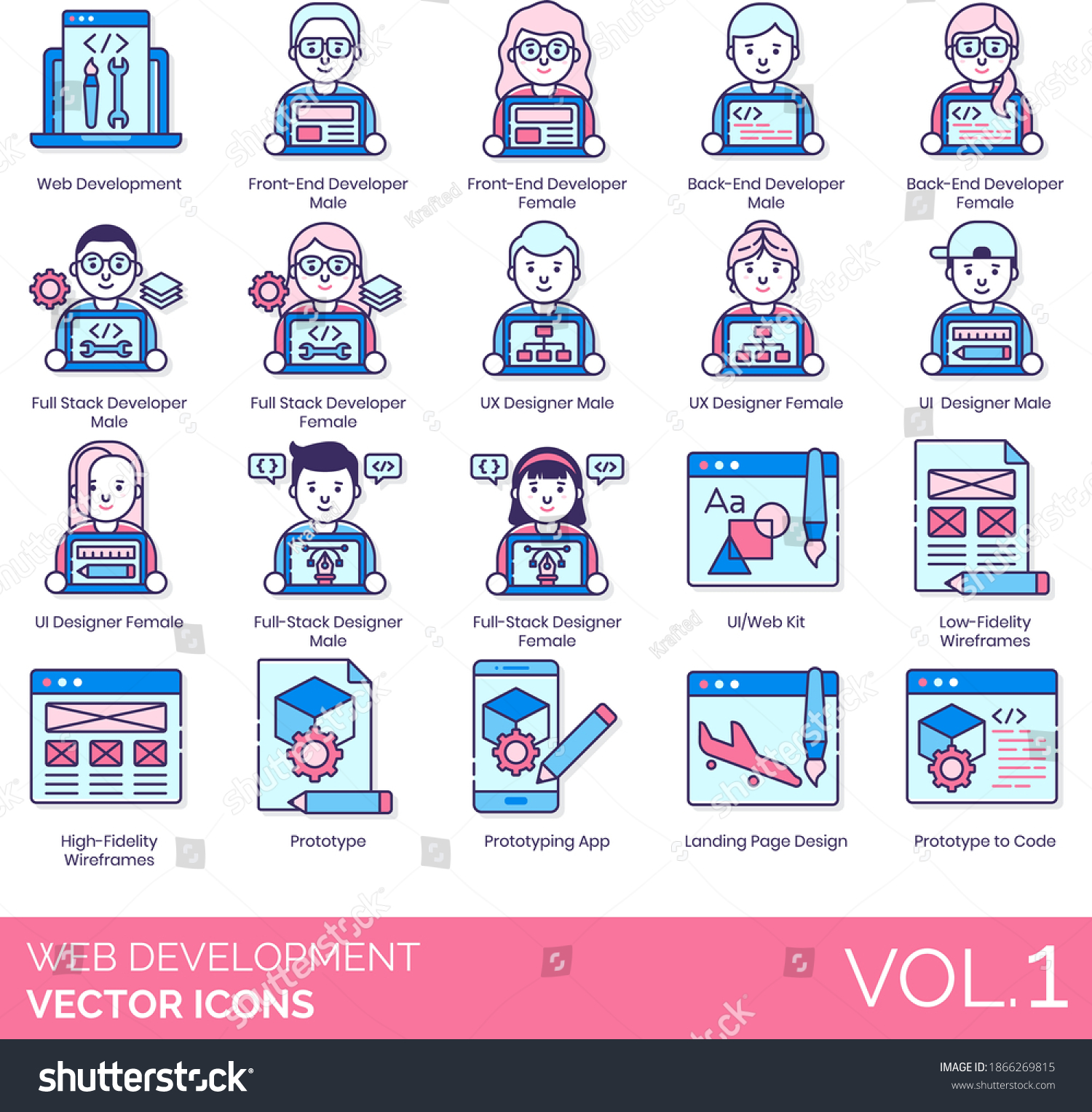 Web Development Icons Including Frontend Backend Stock Vector (Royalty ...