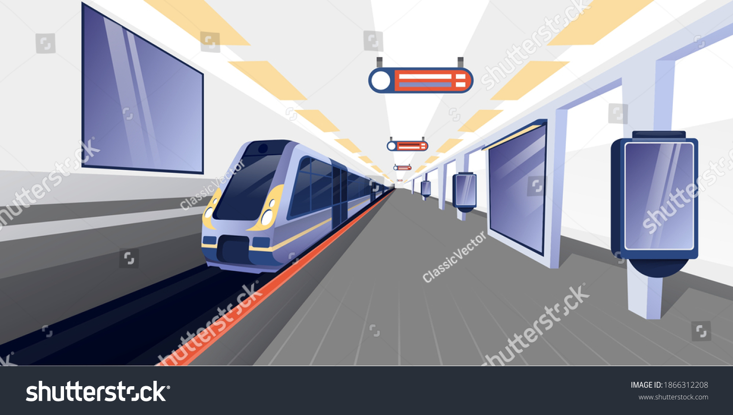 Train Subway Station Background Modern Metro Stock Vector (Royalty Free ...