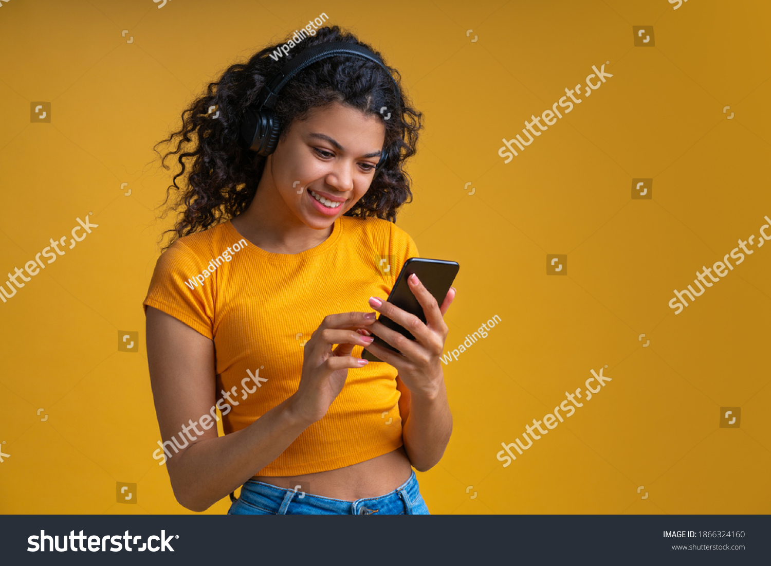 Beautiful Smiling Dak Skinned Girl Chilling Stock Photo 1866324160 ...