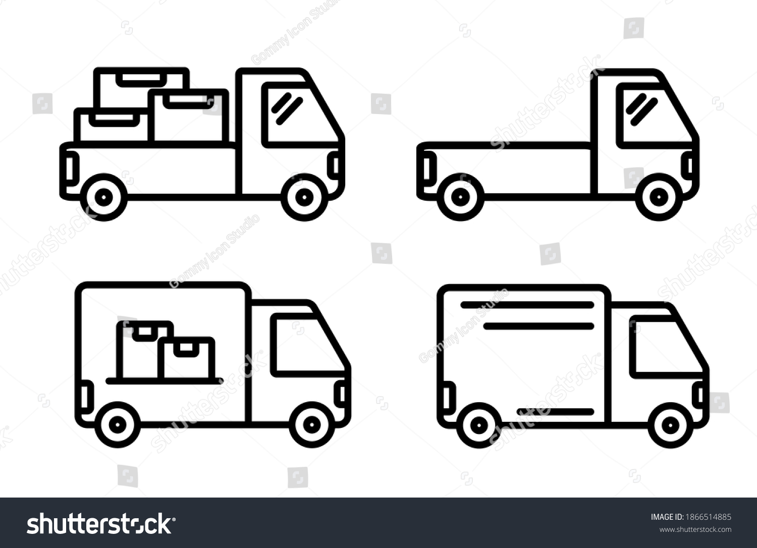 Truck Delivery Icon Set Vector Isolated Stock Vector (Royalty Free ...