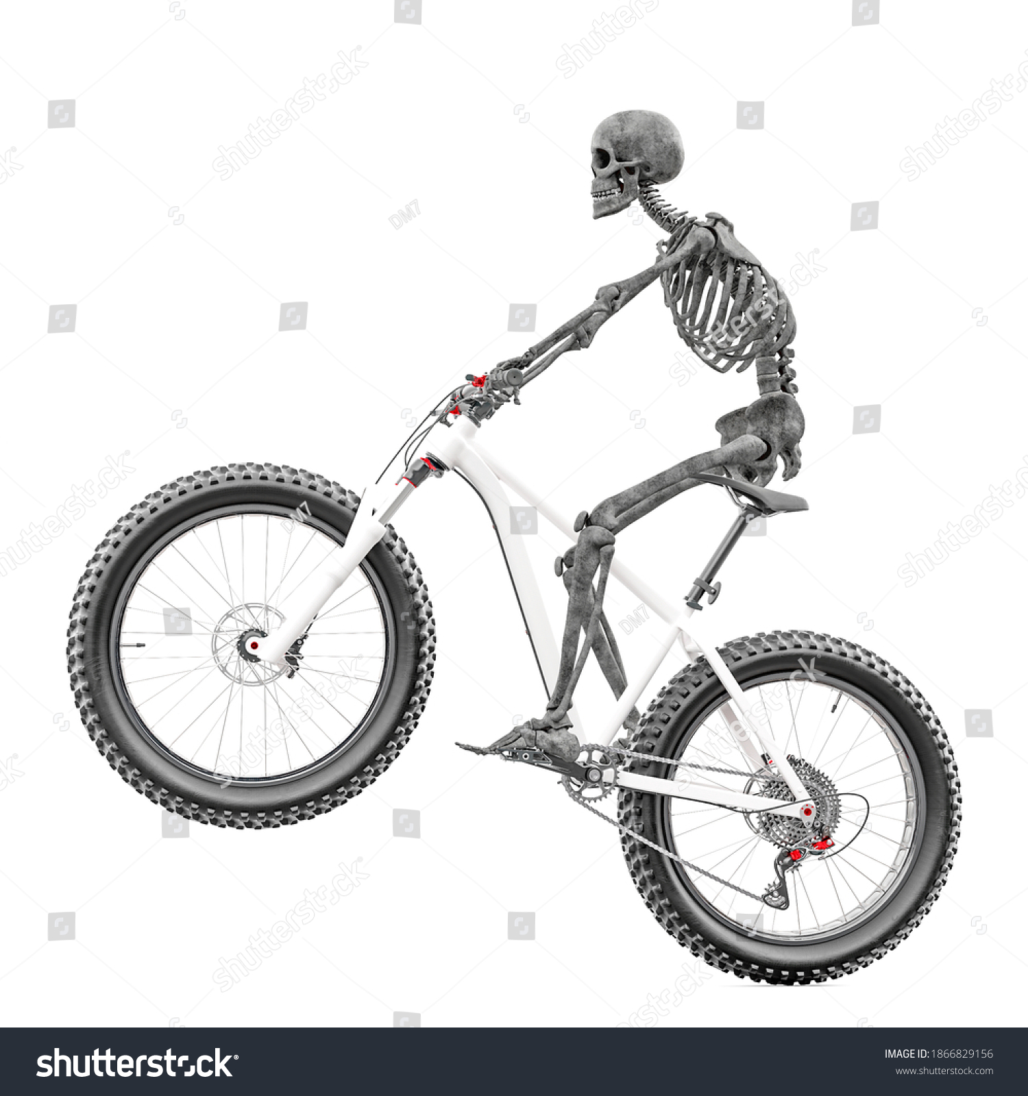 Skeleton Riding Bike Side View 3d Stock Illustration 1866829156 ...