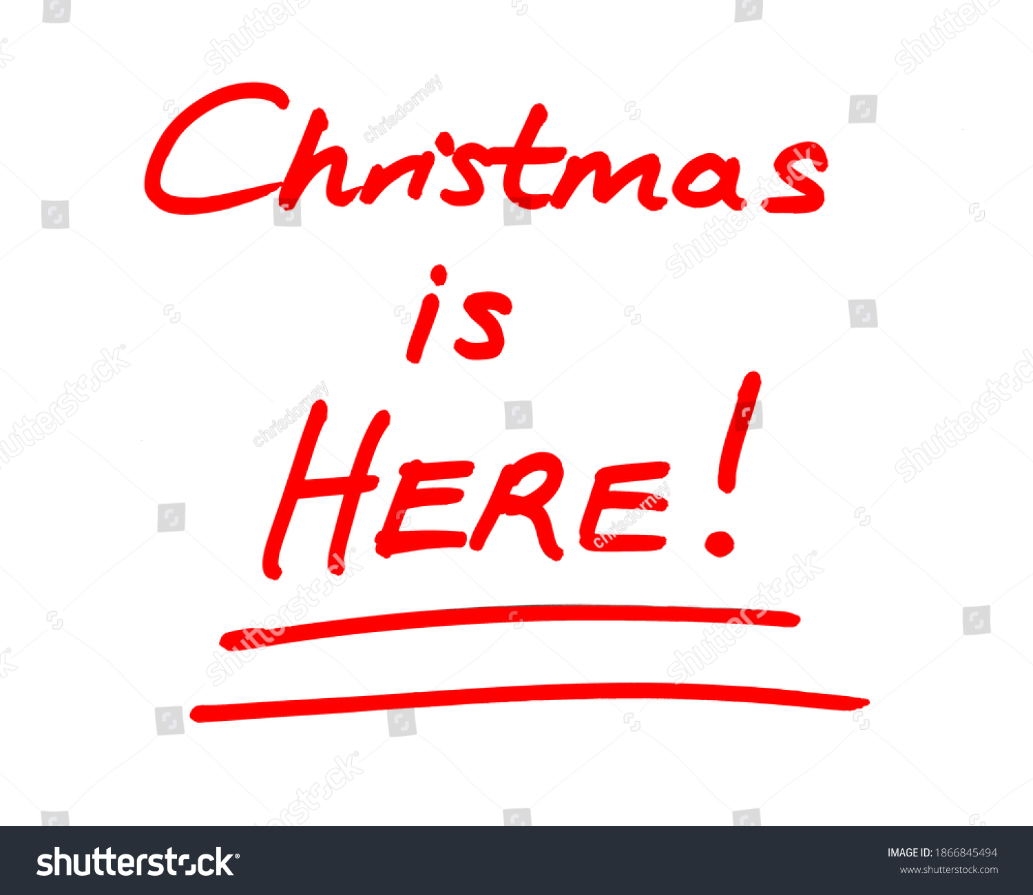 Christmas Here Handwritten On White Background Stock Illustration 