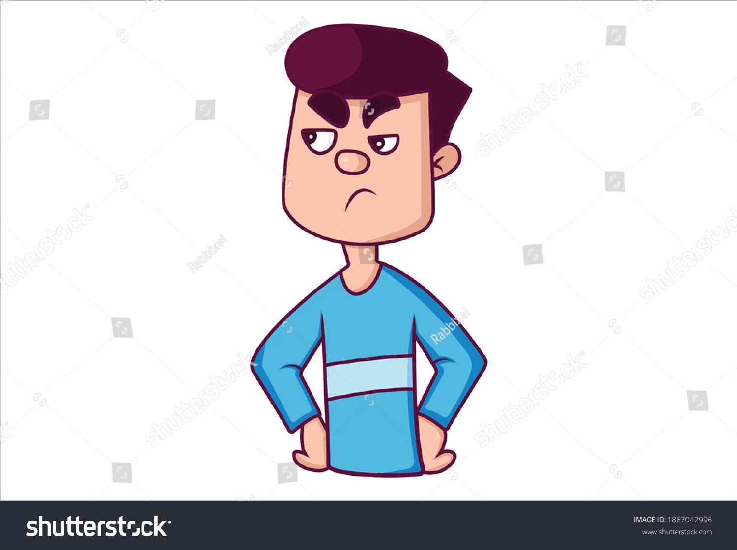 Vector Cartoon Illustration Boy Upset Isolated Stock Vector (Royalty ...