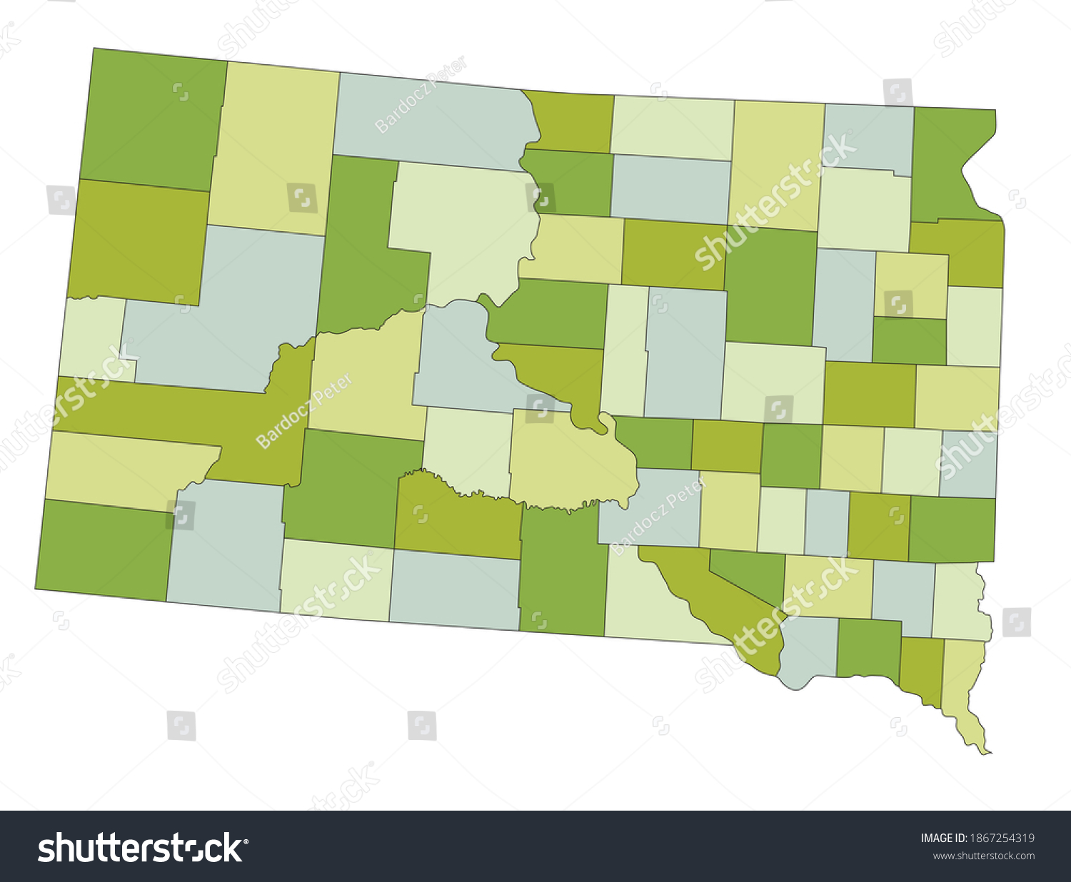 Highly Detailed Editable Political Map Separated Stock Vector Royalty   Stock Vector Highly Detailed Editable Political Map With Separated Layers South Dakota 1867254319 