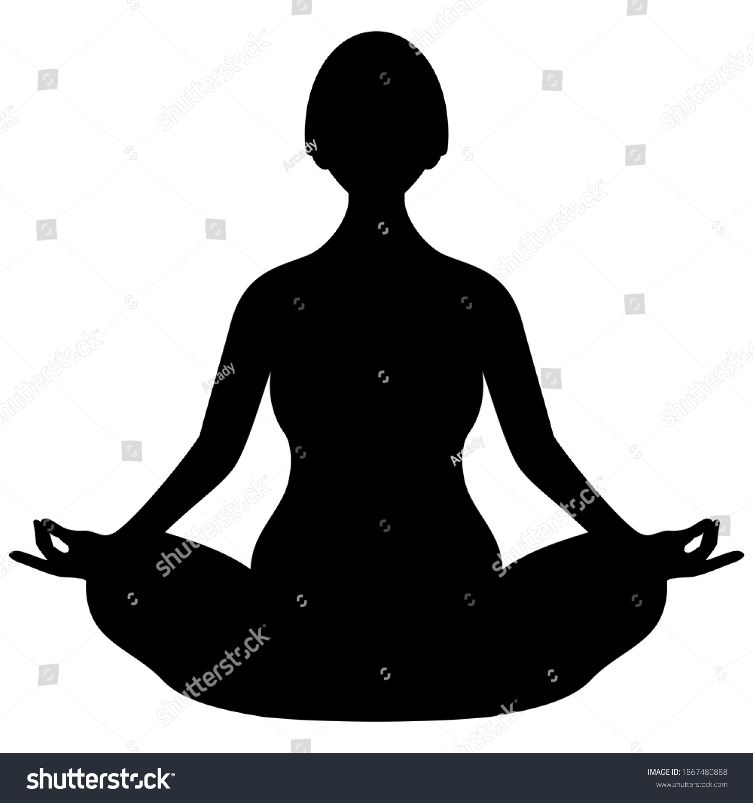 Meditating Woman Lotus Pose Vector Silhouette Stock Vector (Royalty ...