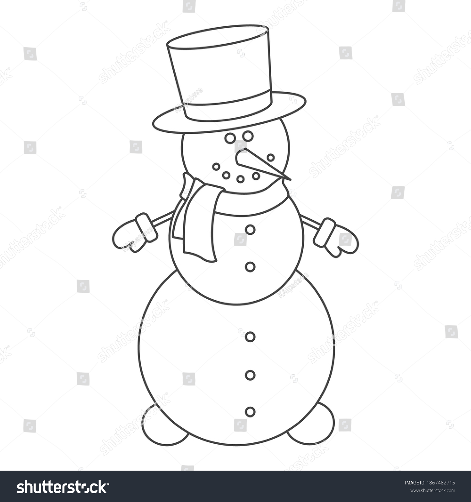 Black White Coloring Page Outline Snowman Stock Illustration 1867482715 ...