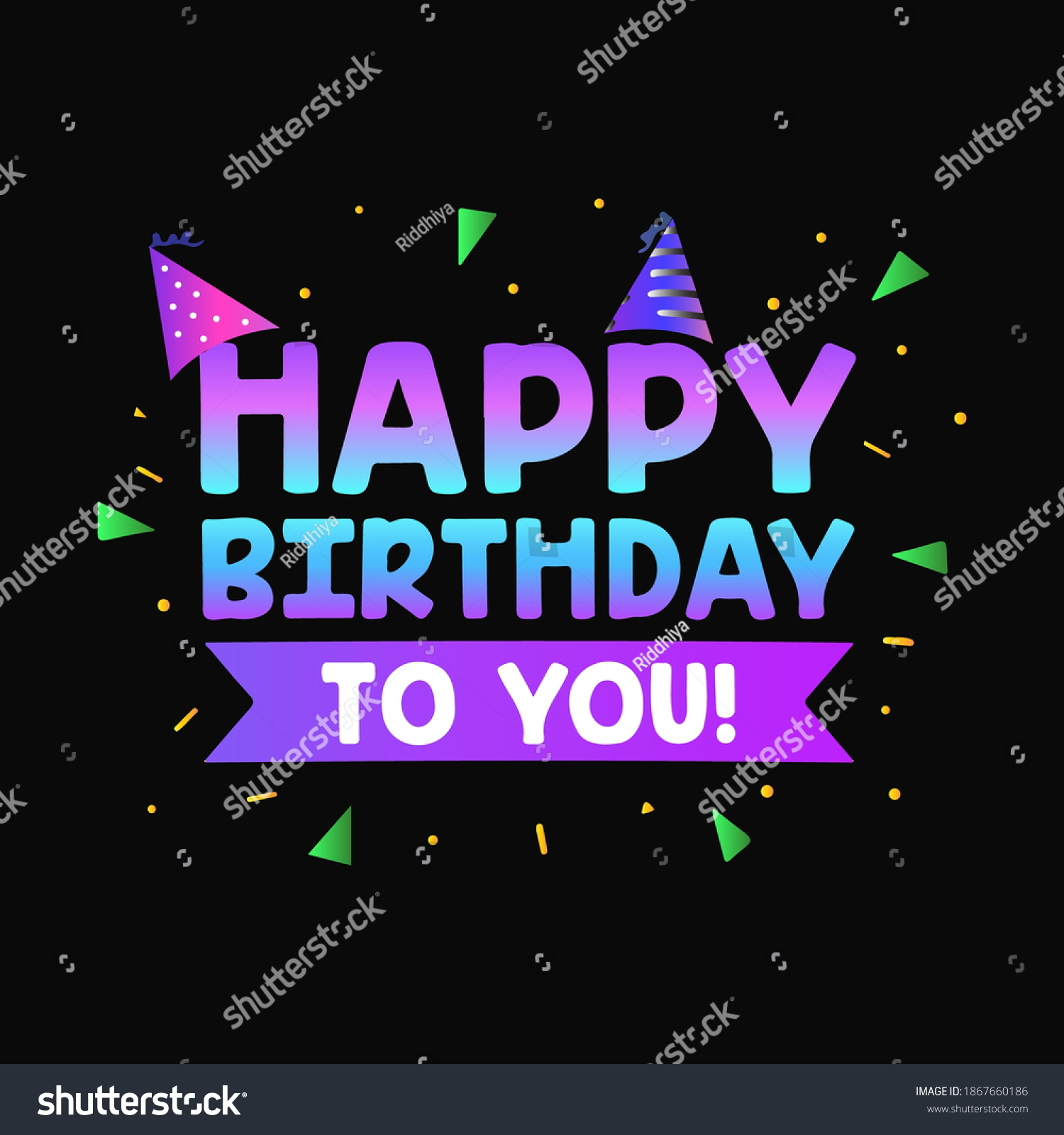 Happy Birthday Colorful Gradient Text Design Stock Vector (Royalty Free ...