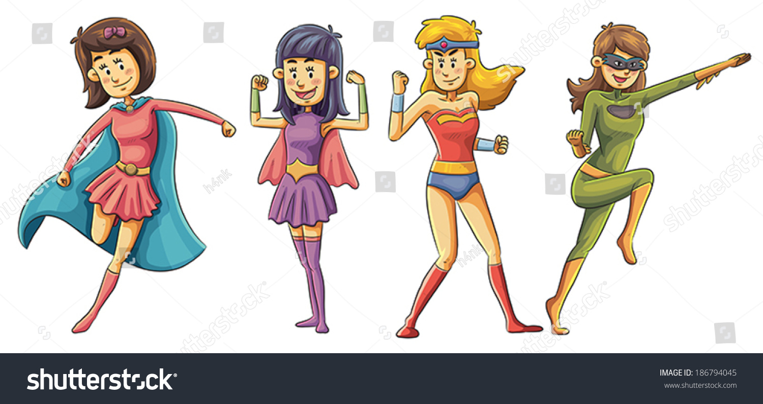 Superhero Girls Stock Vector (royalty Free) 186794045 