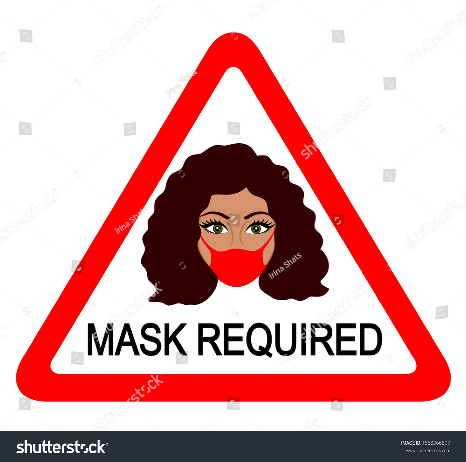 Face Mask Required Sign Girl Wearing Stock Vector Royalty Free 1868366899 Shutterstock