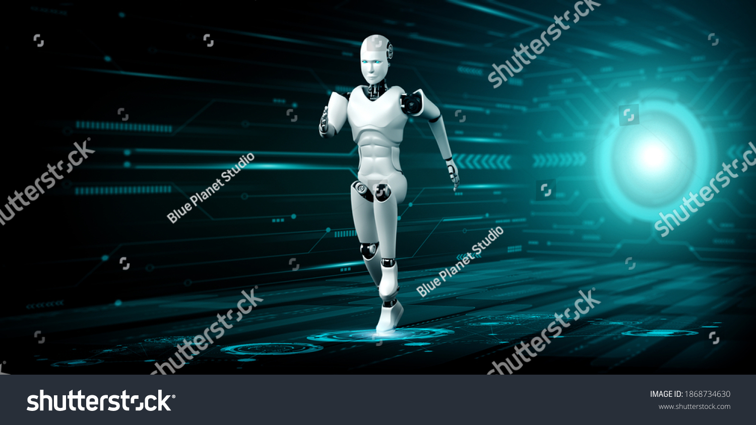 Running Robot Humanoid Showing Fast Movement Stock Illustration Running Robot Humanoid Showing Fast Movement Stock Illustration