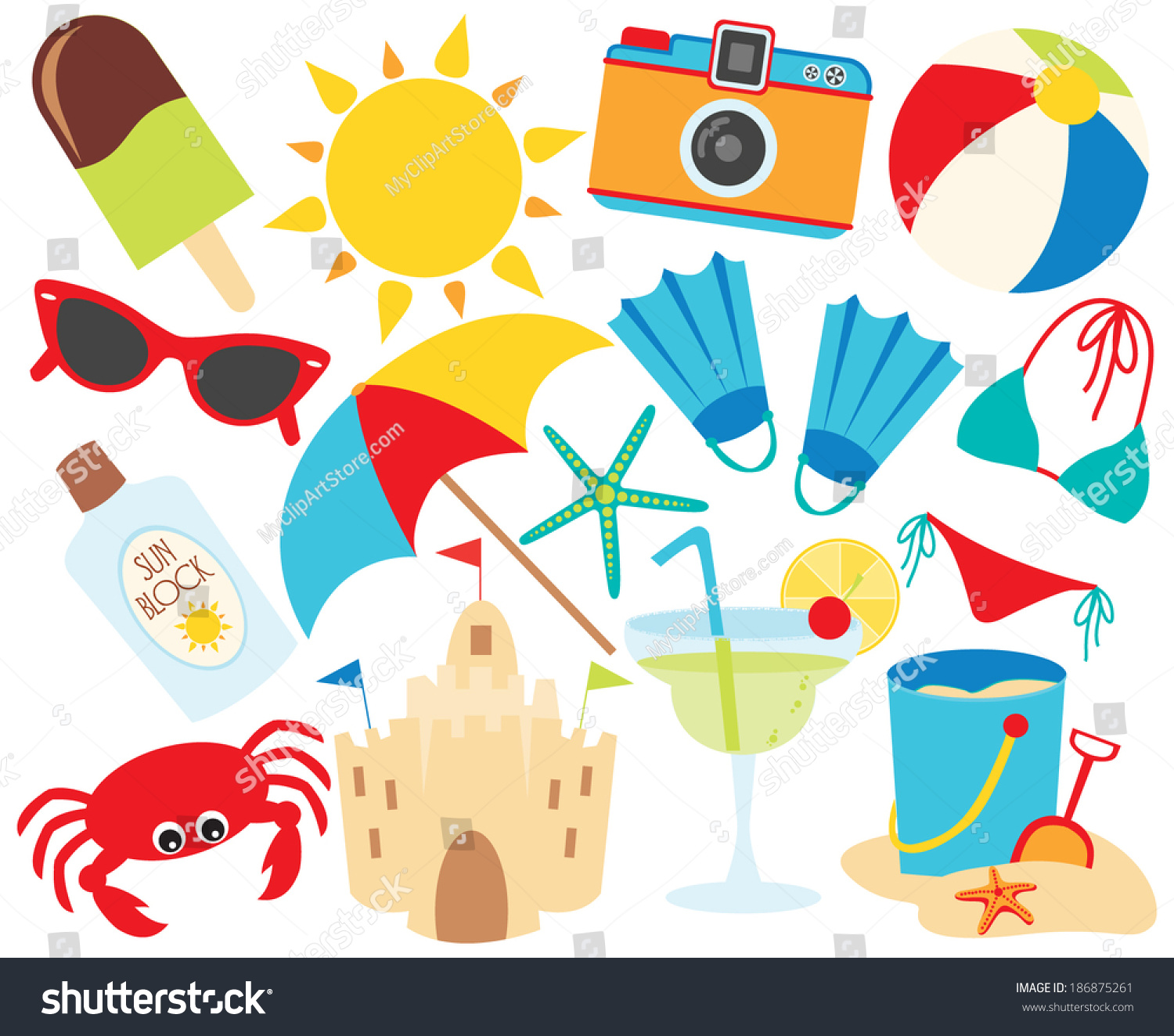 Summer Vacation Beach Stock Vector (Royalty Free) 186875261 | Shutterstock