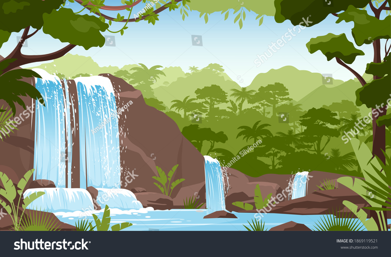 7,500 Waterfall mountains Stock Vectors, Images & Vector Art | Shutterstock