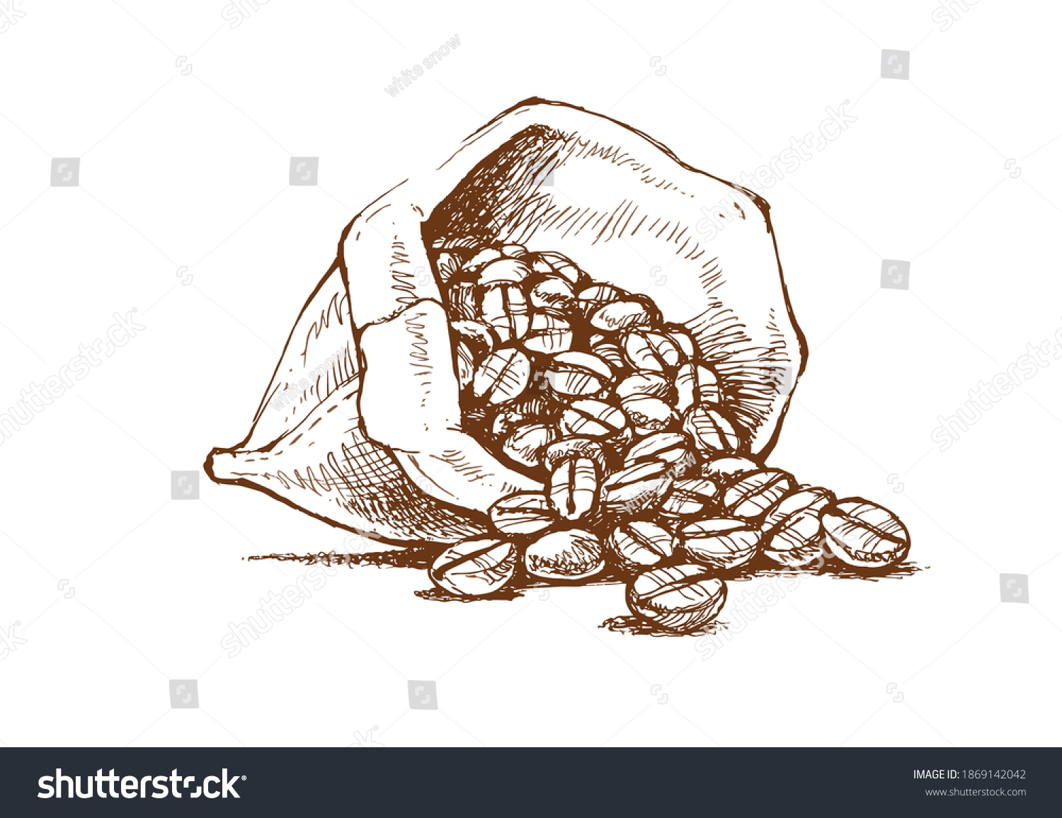 Coffee Beans Bag Freehand Drawing Vector Stock Vector (Royalty Free ...