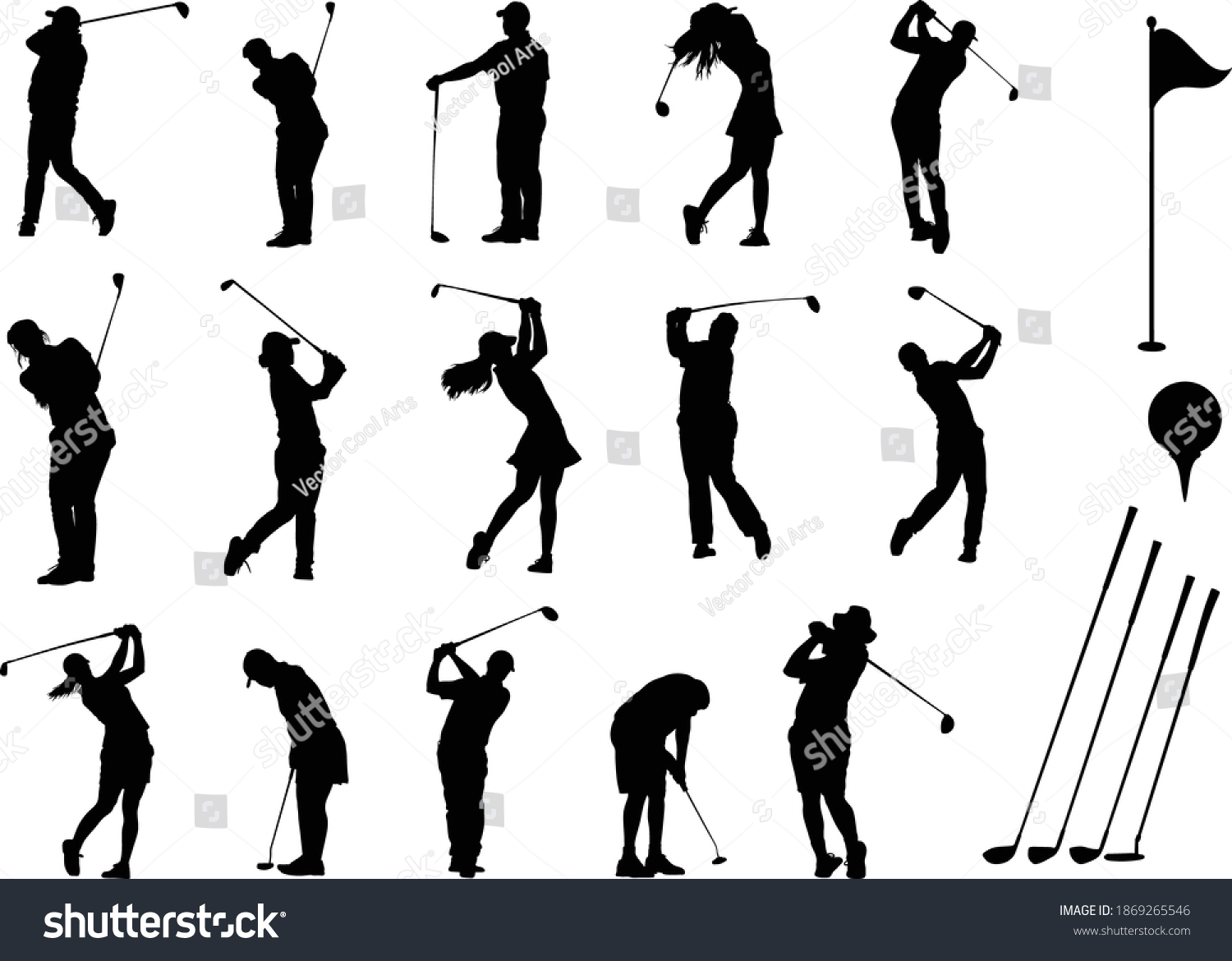 Complete Silhouette Set Golf Sports Stock Vector (Royalty Free ...