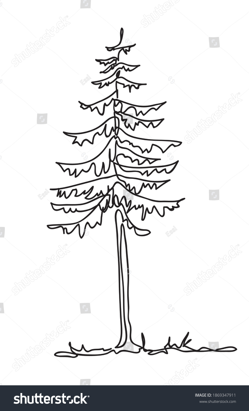 Tree Continuous Line Art Drawing Vector Stock Vector (Royalty Free ...