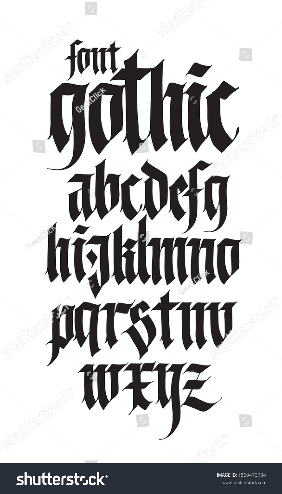 Gothic English Alphabet Vector Set Font Stock Vector (Royalty Free ...