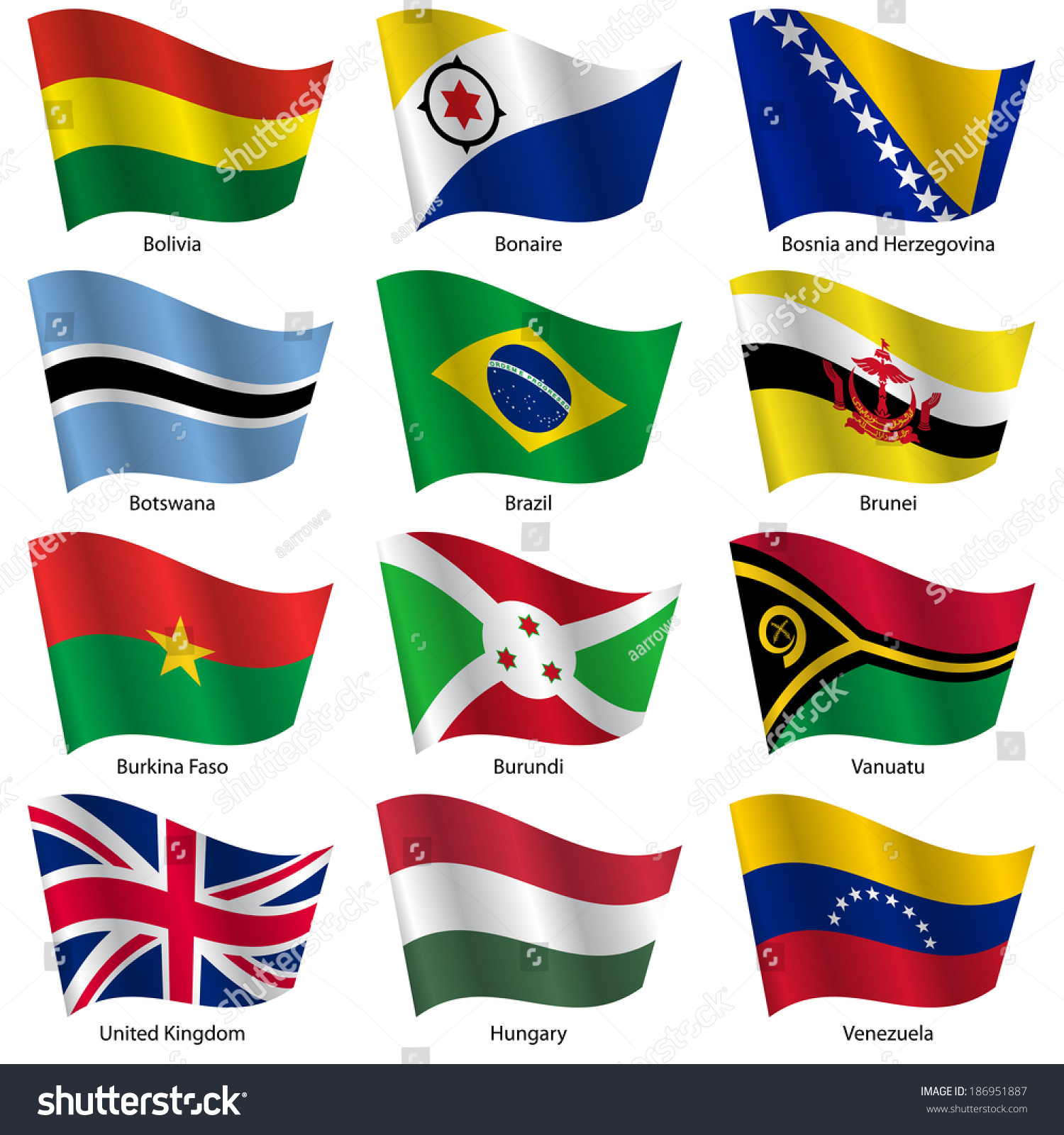 Set Flags World Sovereign States Vector Stock Vector (Royalty Free ...