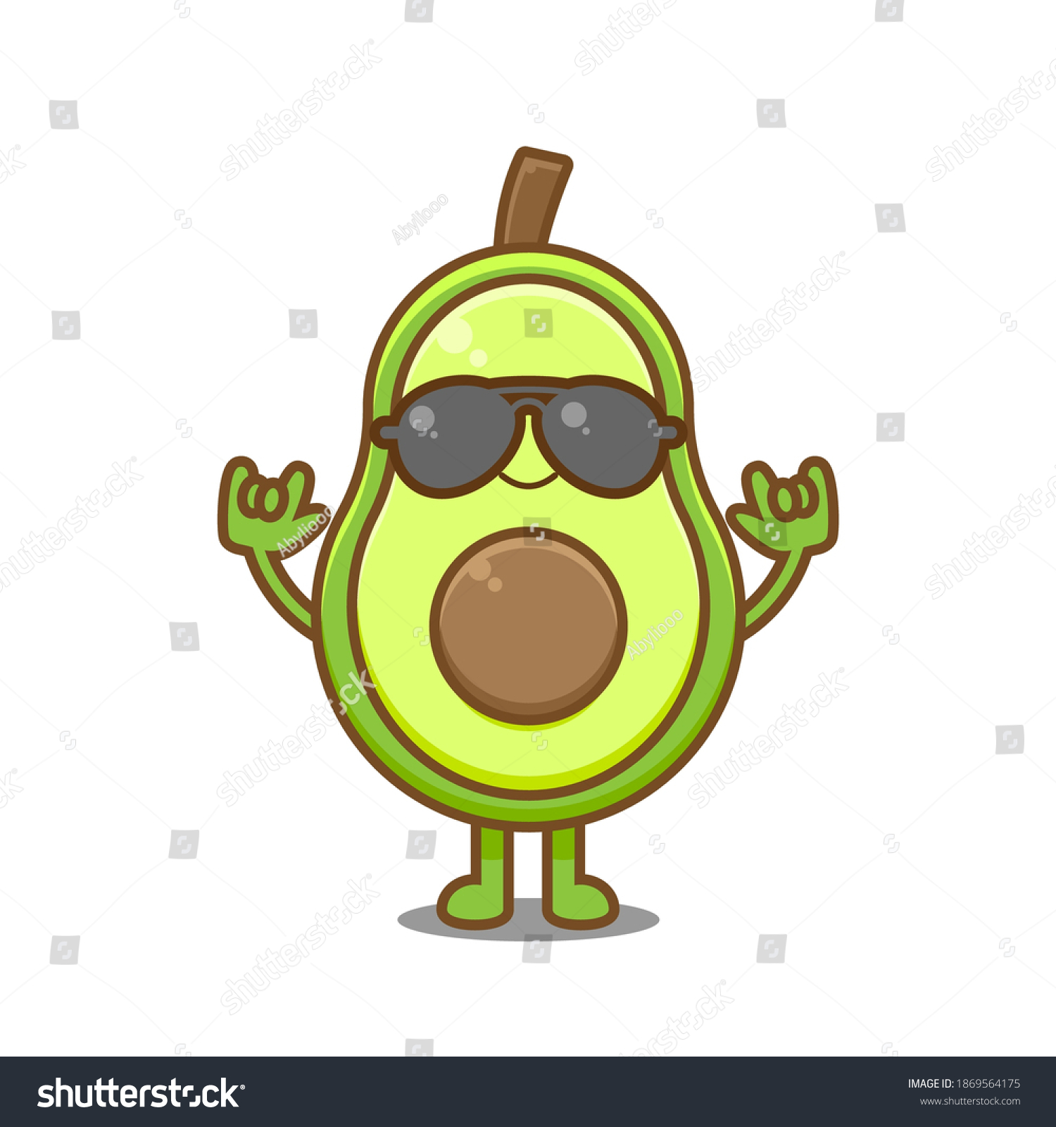 Cute Cool Avocado Vector Illustration Chibi Stock Vector (Royalty Free ...