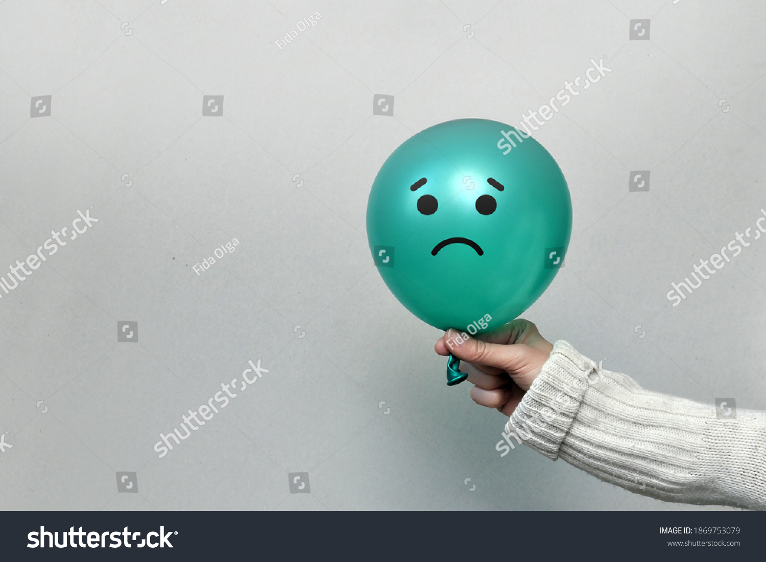 Man Holds Balloon Sad Face Sadness Stock Photo 1869753079 | Shutterstock