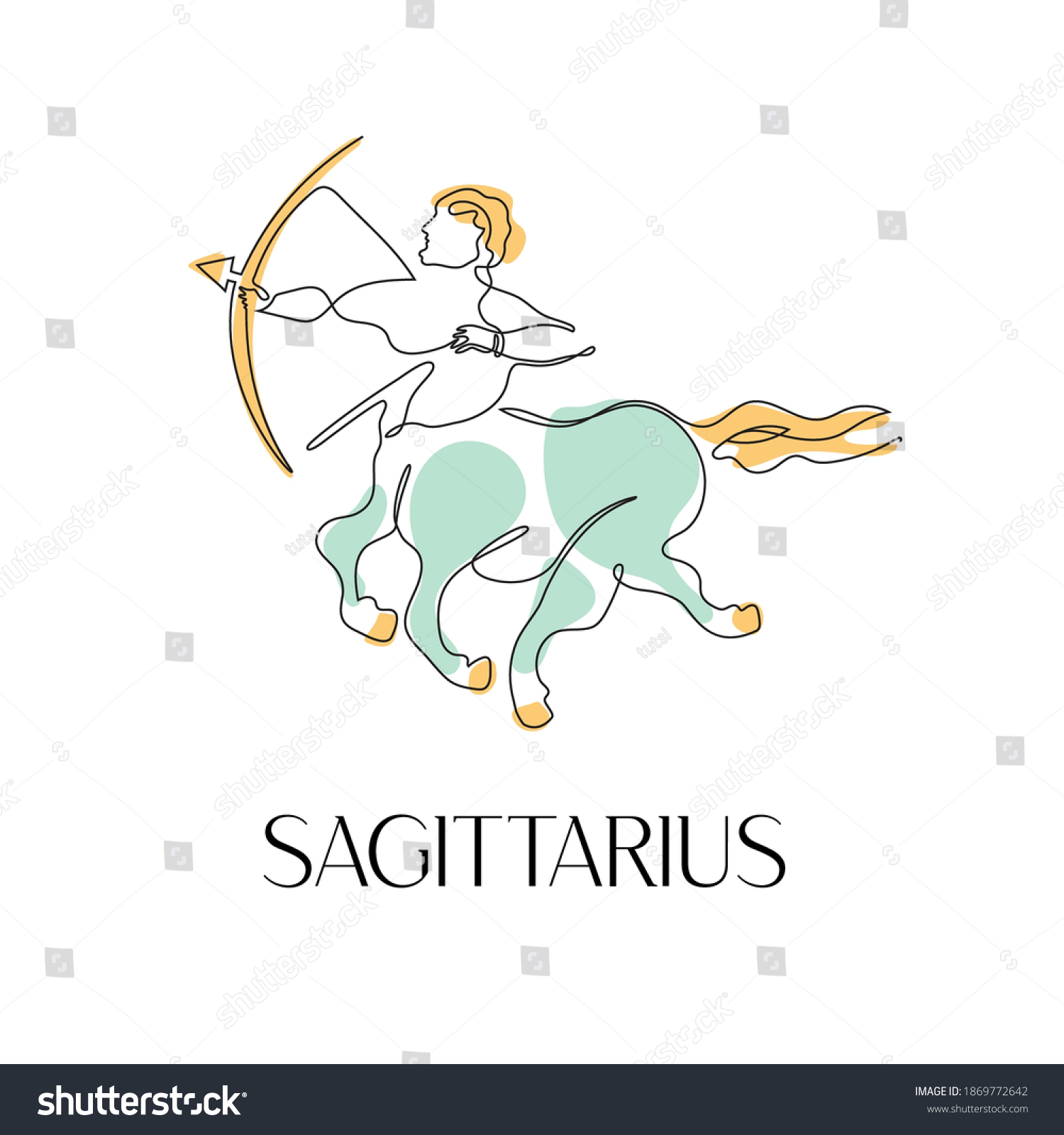 Zodiac Sign Sagittarius One Line Vector Stock Vector Royalty Free 1869772642 Shutterstock 0521