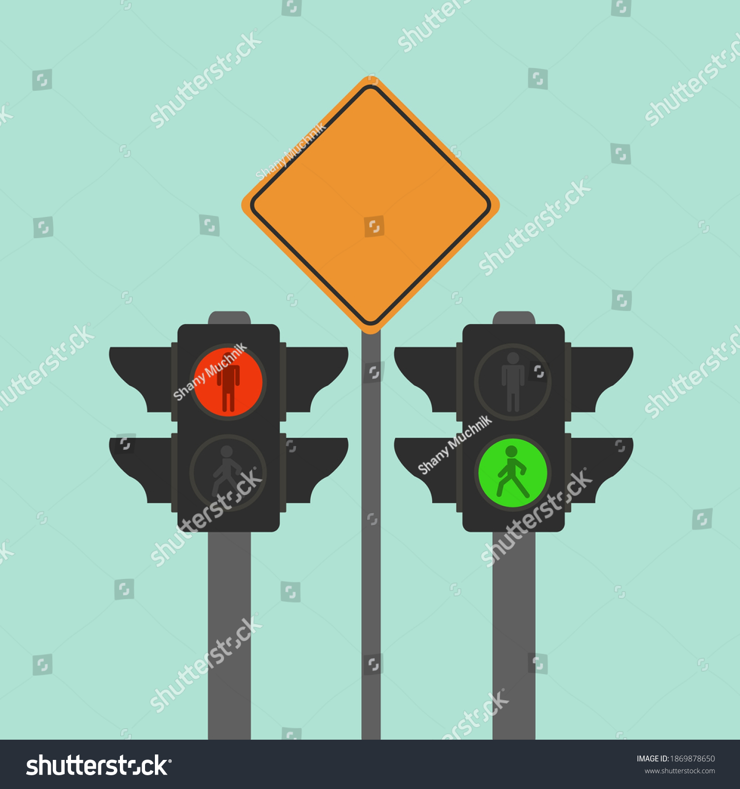 Yellow Road Safety Slow Warning Sign Stock Vector (Royalty Free ...