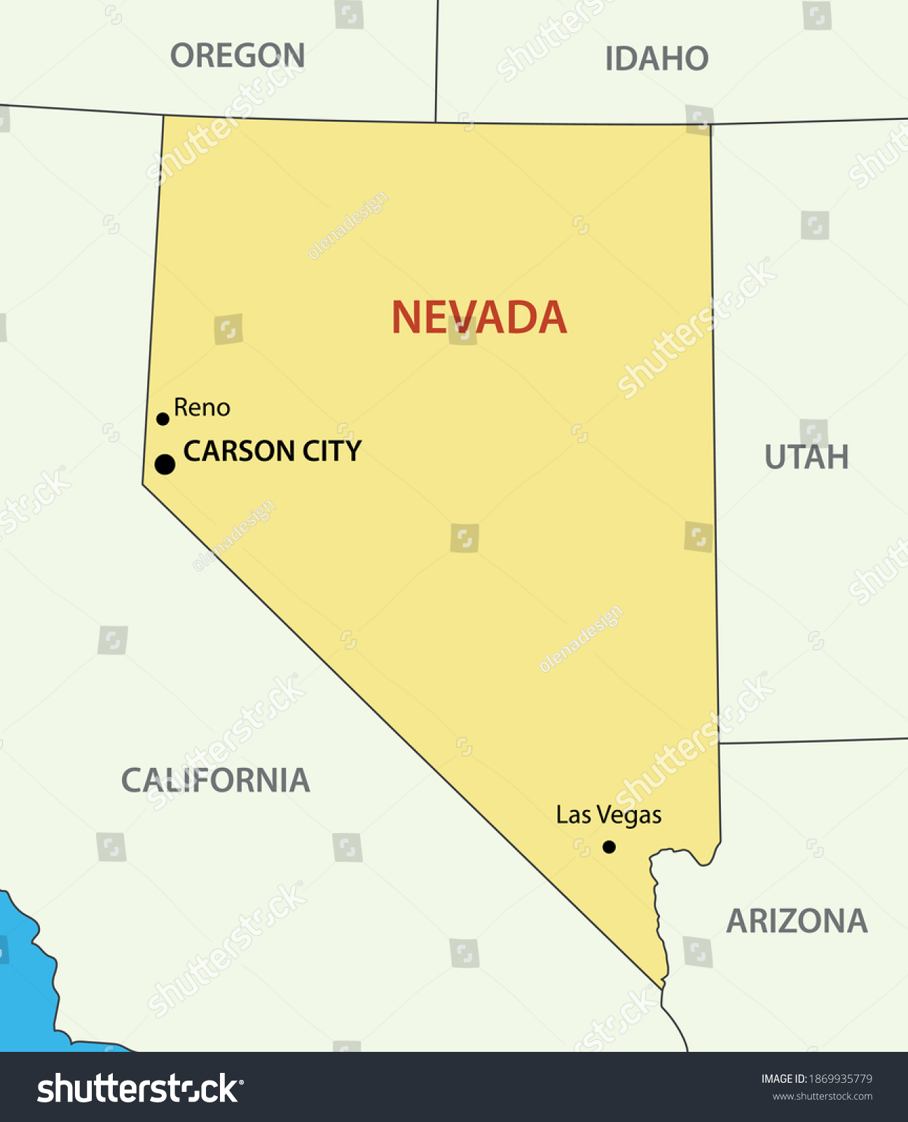 Nevada Map State Usa Illustration Stock Illustration 1869935779 ...