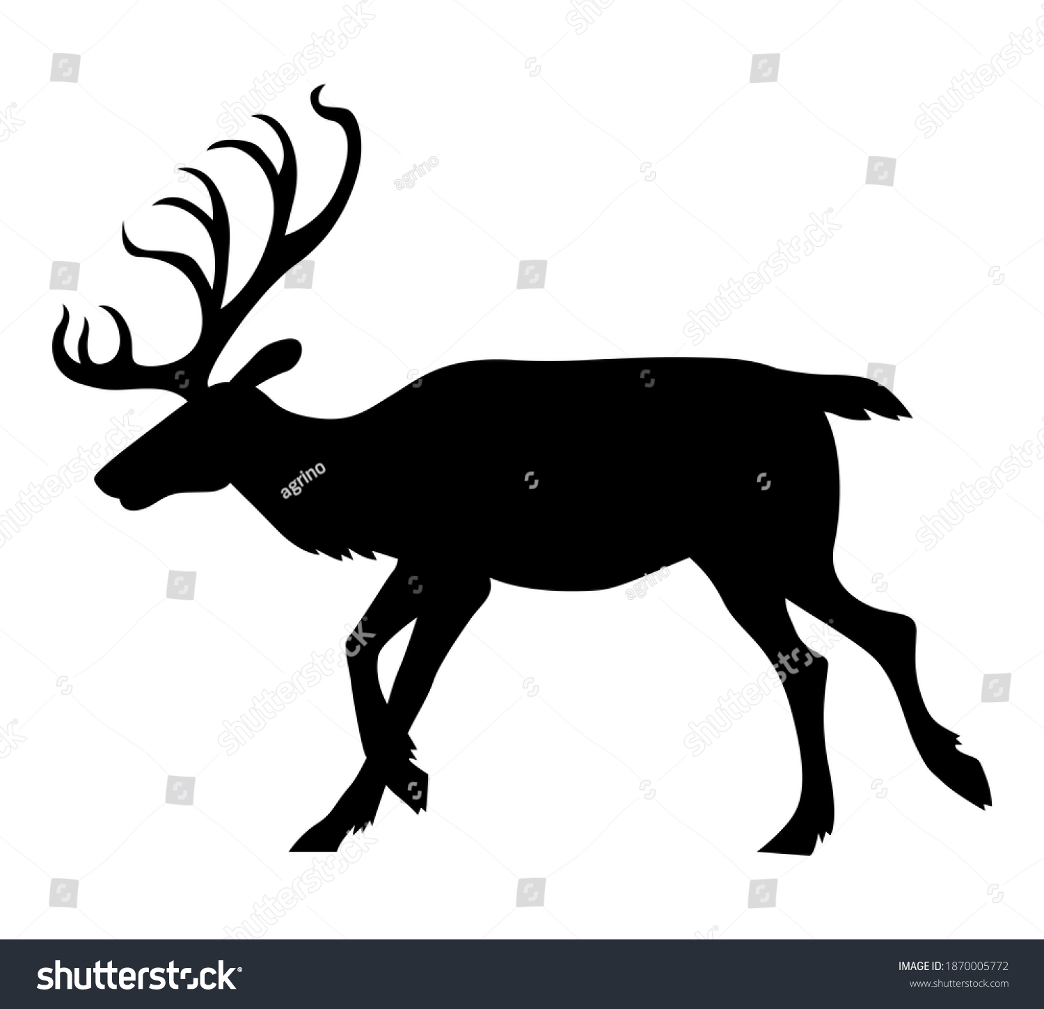 Vector Illustrations Christmas Reindeer Silhouette Stock Vector