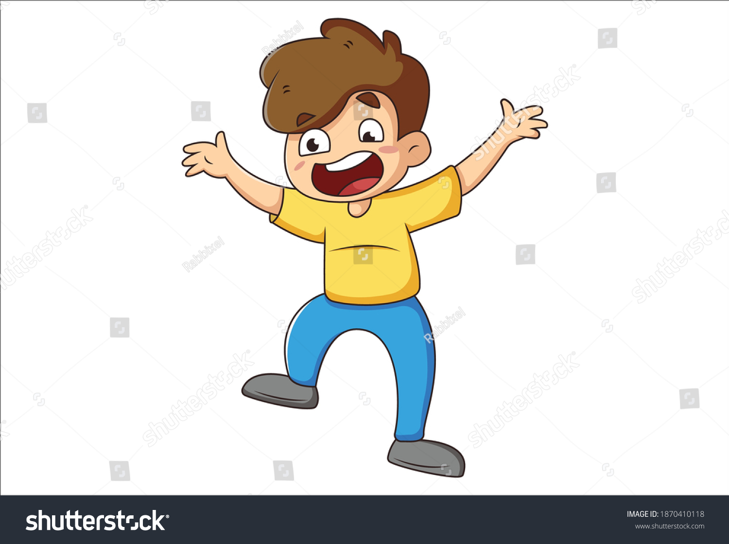 Vector Cartoon Illustration Boy Dancing Isolated Stock Vector (Royalty ...