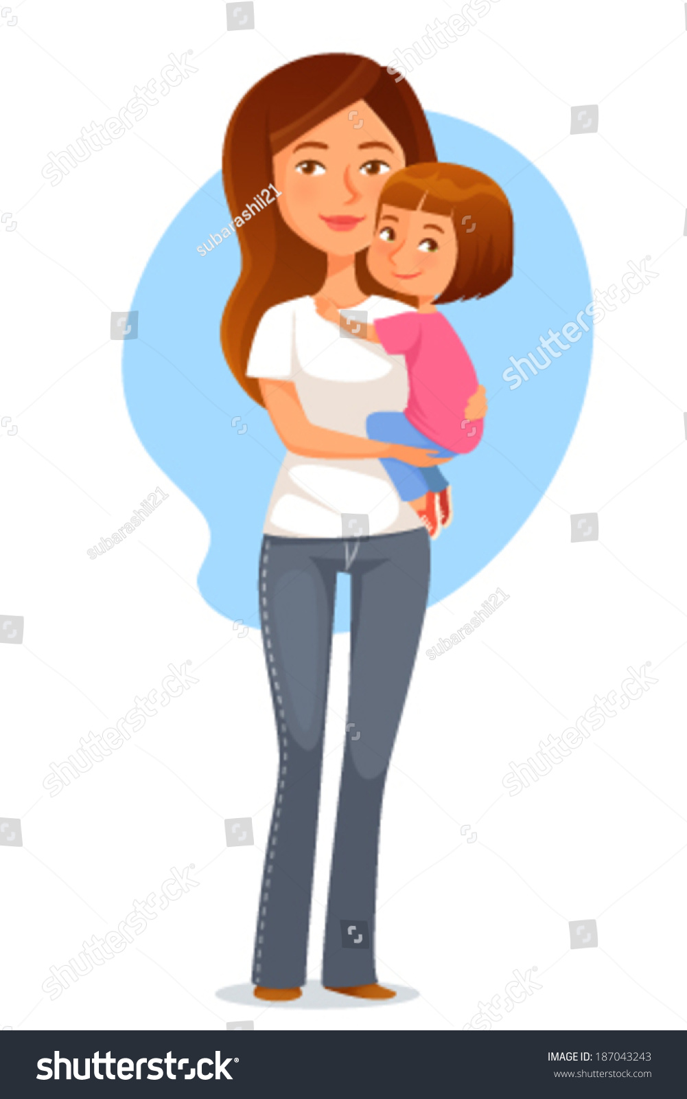 Happy Young Mother Holding Her Cute Stock Vector (Royalty Free ...