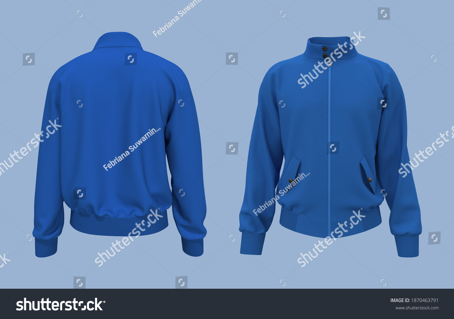 Harrington Jacket Mockup Front Back Views Stock Illustration 1870463791 ...