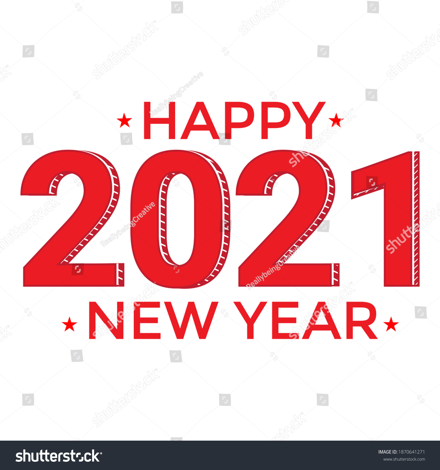 Happy New Year 2021 Creative Art Stock Illustration 1870641271 ...